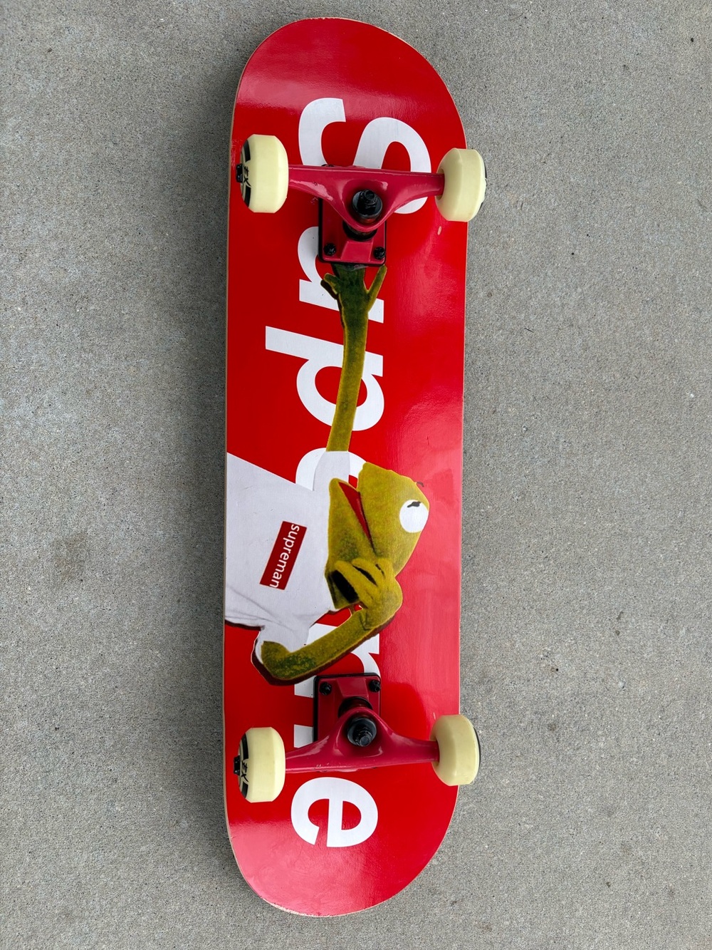 Supreme Red Skateboard with Kermit Graphic (used once for photoshoot)